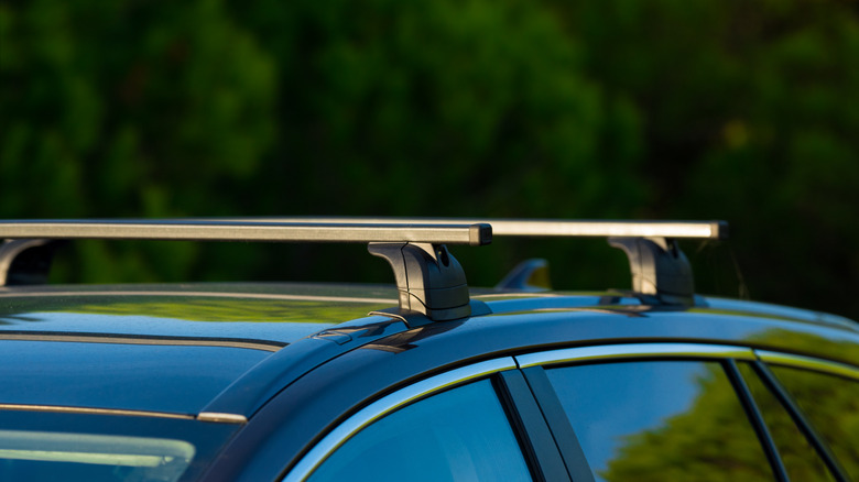 Roof racks affixed to a car roof