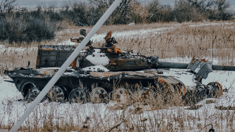 russian tank destroyed in war