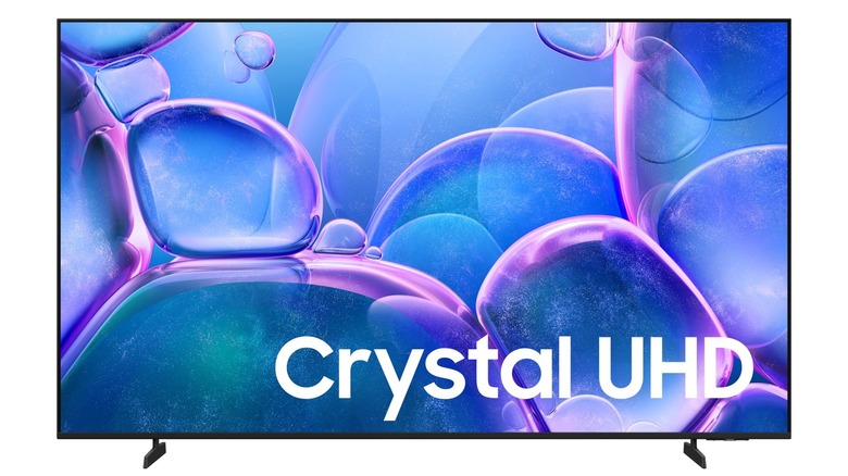 Samsung U7900F TV showing blue and purple abstract bubble design