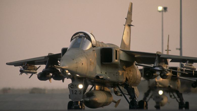 Sepecat Jaguar lining up on runway for takeoff
