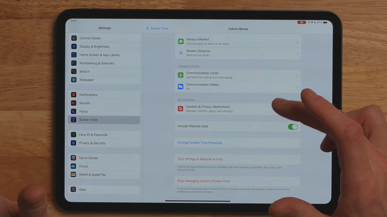 iPad settings for child account