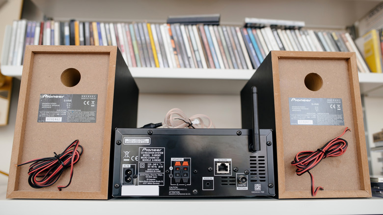 rear view of speakers and amp