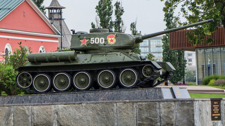 T-34 tank static display in Russia