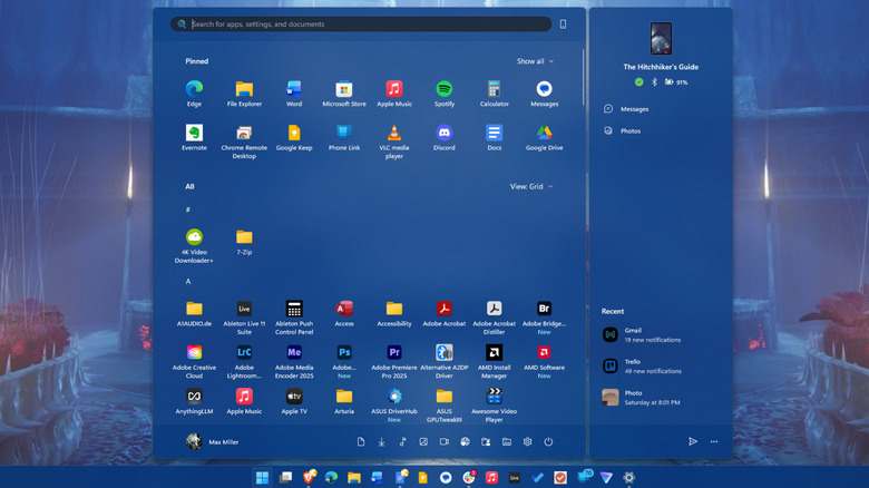 Start Menu on Windows 11 desktop