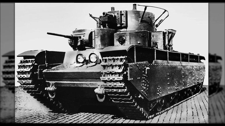 Russian heavy battle tank T-35 model.