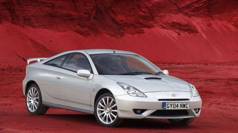 Toyota Celica on red background