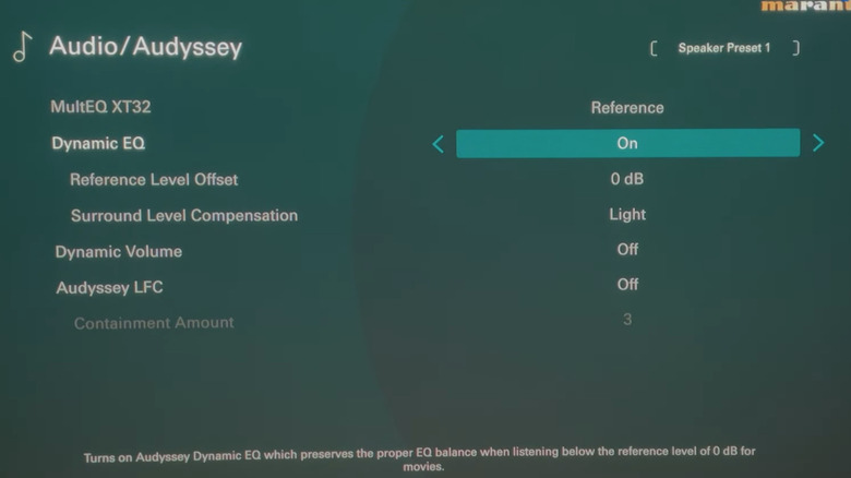 Picture showing someone adjusting the Dynamic EQ settings on their home theater system