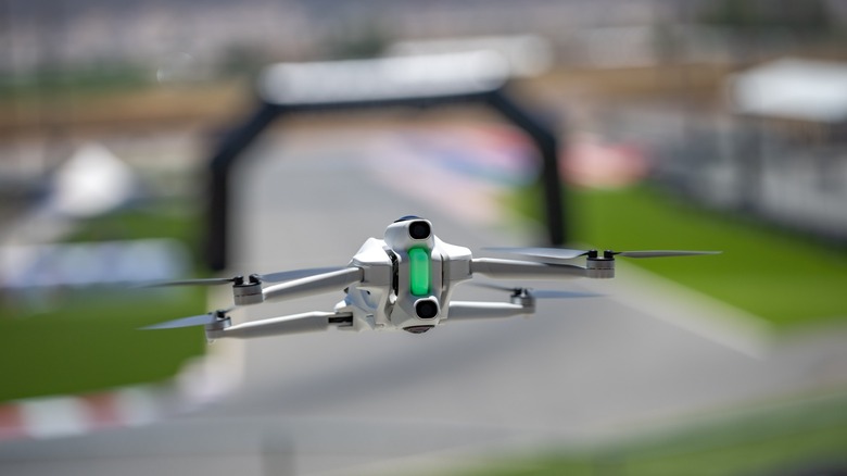 The Antigravity A1 flying over the K1 gokarting track.