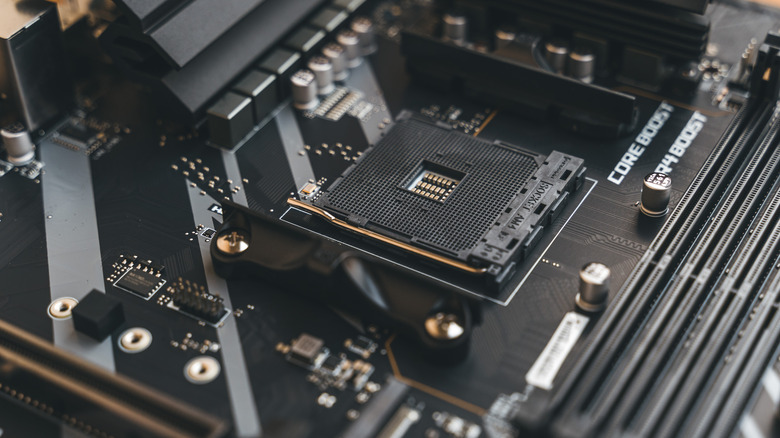 Close-up of AM4 CPU socket on an MSI motherboard