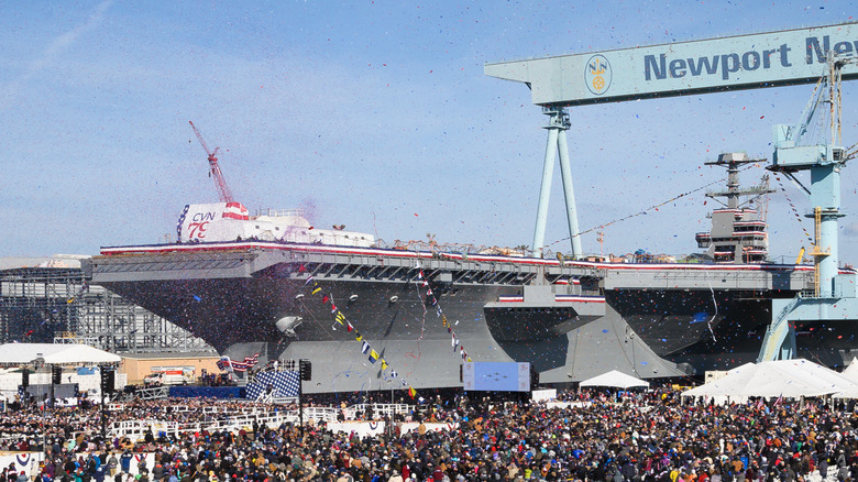 The USS John F. Kennedy christening ceremony