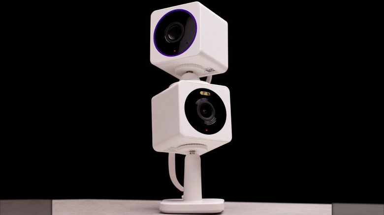Two Wyze Cam OG cameras stacked atop each other
